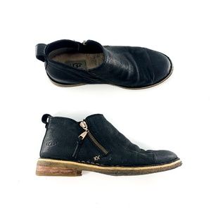 Ugg Black Leather Clementine Ankle Boots
